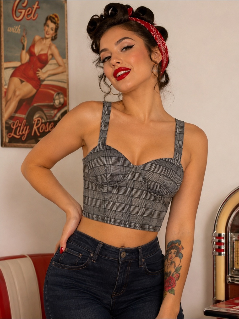 NWT Juniors' Lily Rose Bra Cup Bustier Top SIZE L LARGE GREY